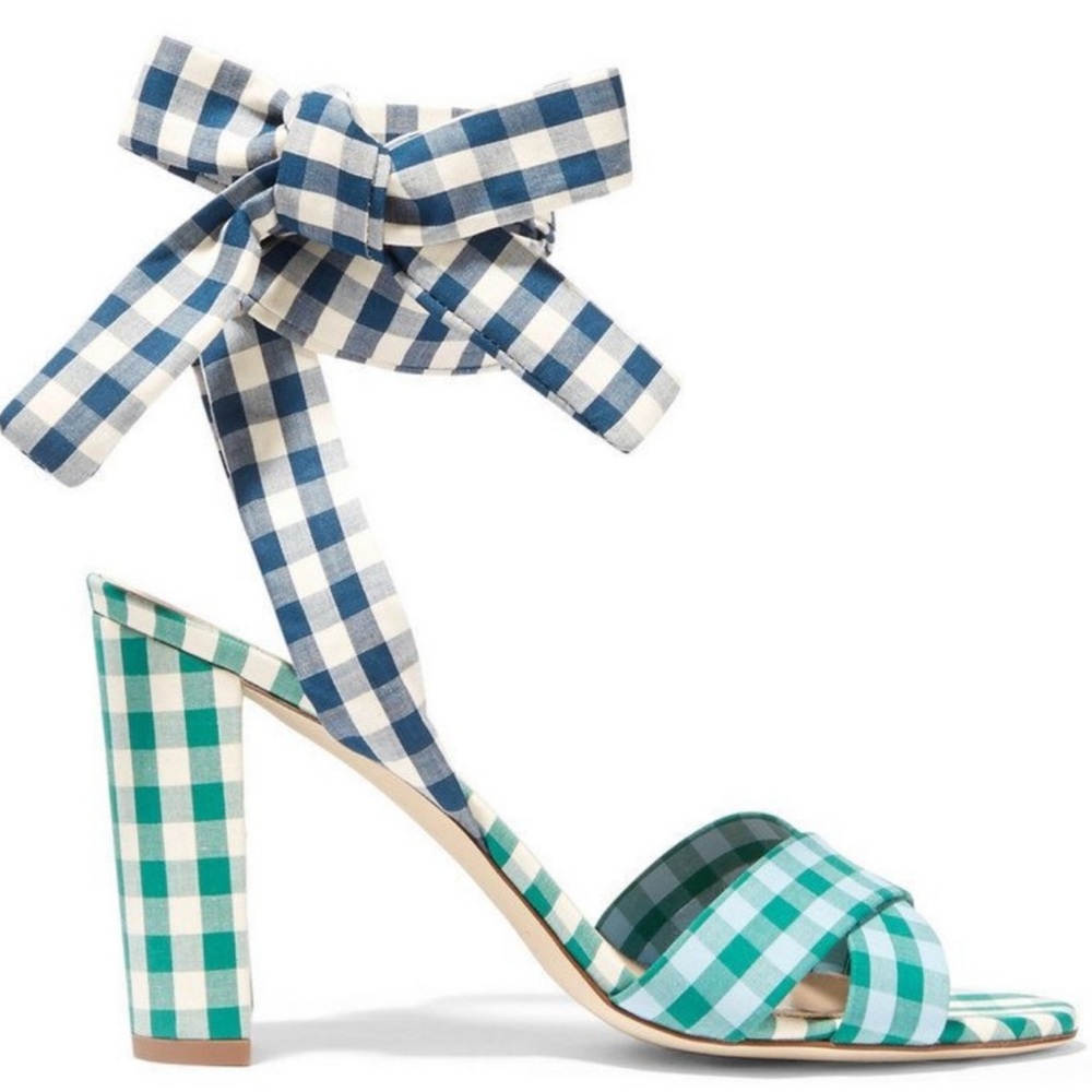 J. Crew Mixed Gingham Sandals with Ankle Wrap